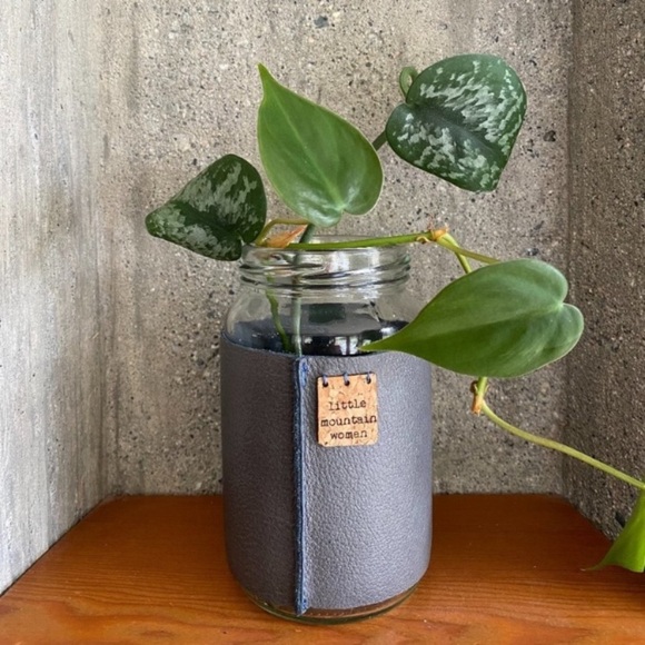 Leather Handcrafted “Crown” Propagating Vase - Picture 1 of 7